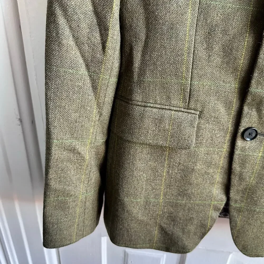 Indochino Olive Windowpane Wool Blazer Sport Coat Made For You Custom Tailored